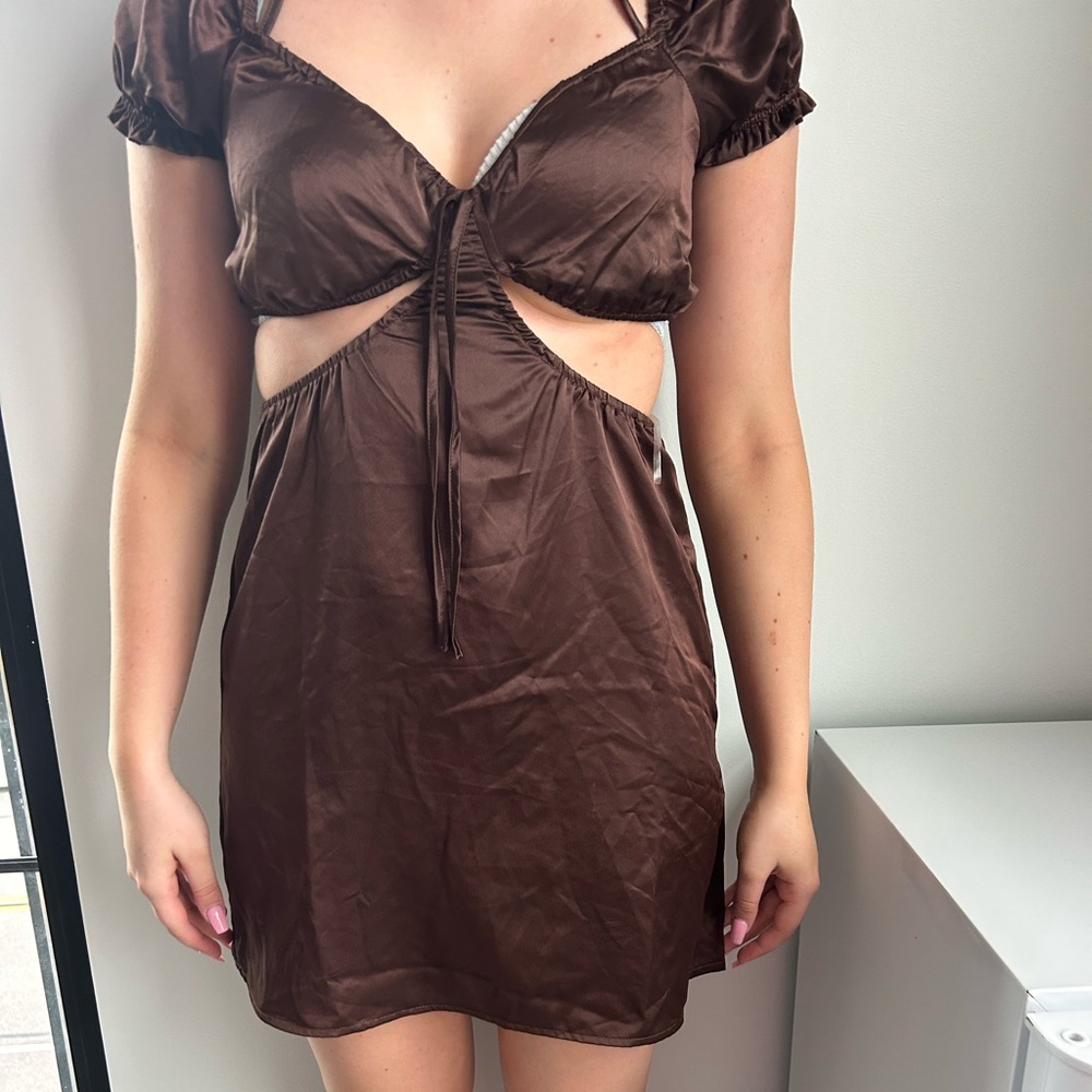 Brown cutout dress
